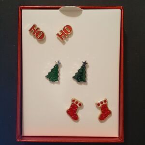 Christmas Earrings With‎ Box And Card Gift 3 Pairs Earrings Set